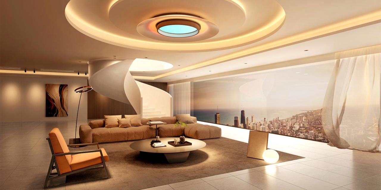 Smart lighting in a modern living room